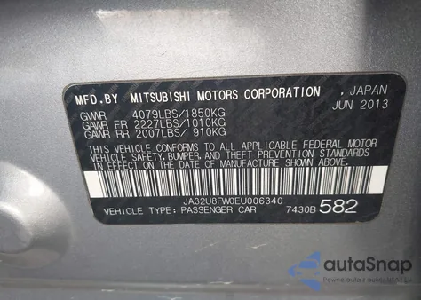 2014 Mitsubishi Lancer Gt from USA, damaged, VIN JA32U8FW0EU006340
